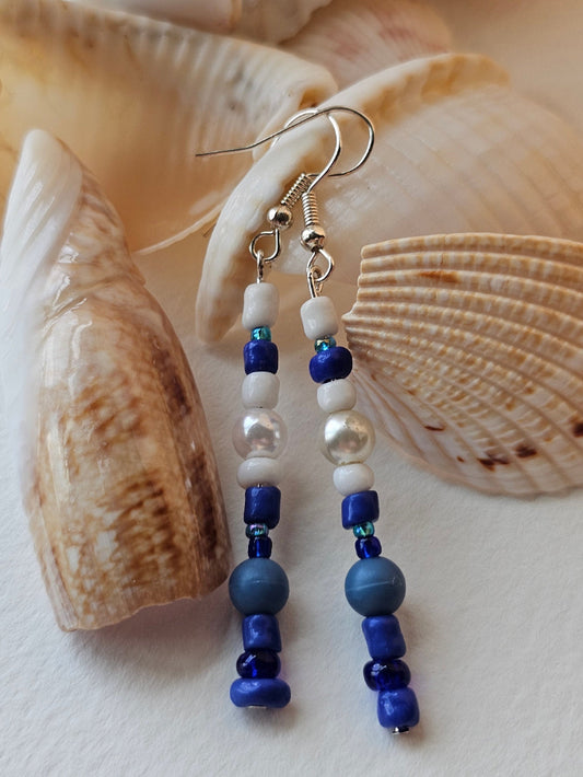 Blue Glass Waterdrop Earrings